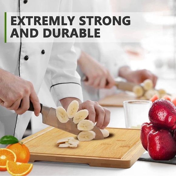 Bamboo Cutting Board Handle Juice Groove - Picture 3 of 10